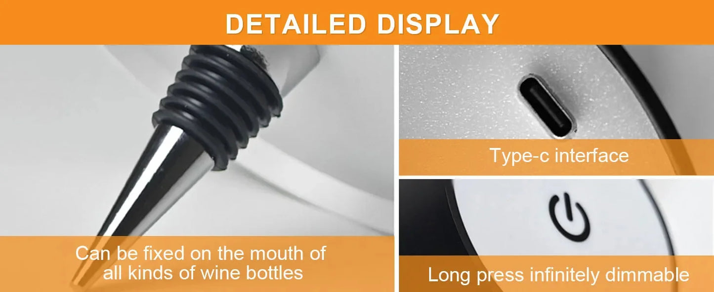 Luz Táctil de 3 Colores con Brillo Regulable para Escritorio, Bar o Decoración con Botellas de Vino